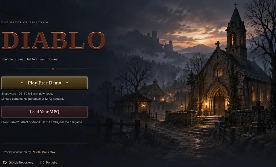 Diablo I Web screenshot