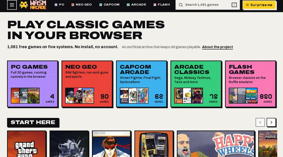 WASM Arcade screenshot